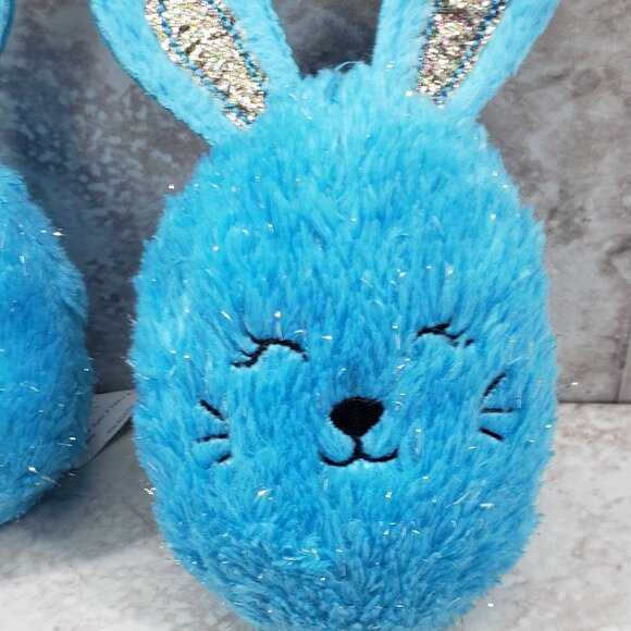 2 Ages 3+ Blue Metallic Fuzzy Bunnies Opp Plush Stuffed Animal 6" - Picture 2 of 11